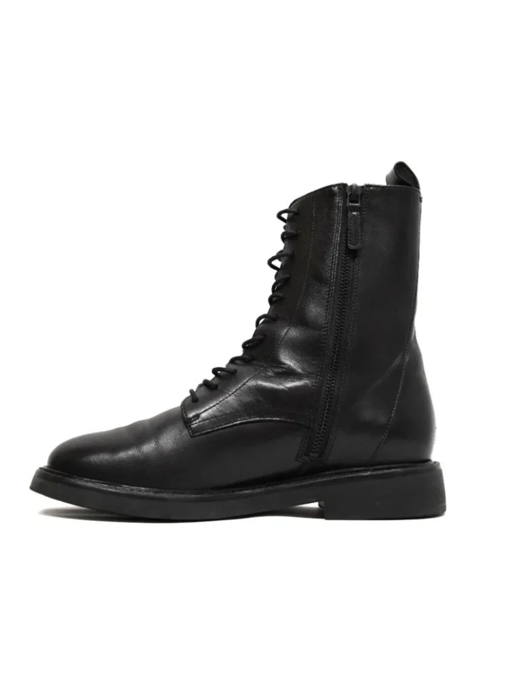 New! Tory Burch Double T Combat Boots Black Leather Size 8.5M DD509A 154336